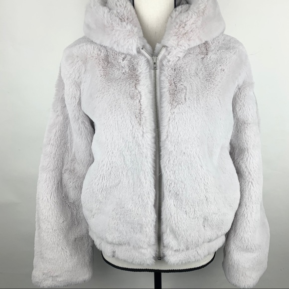 gap faux fur hooded jacket